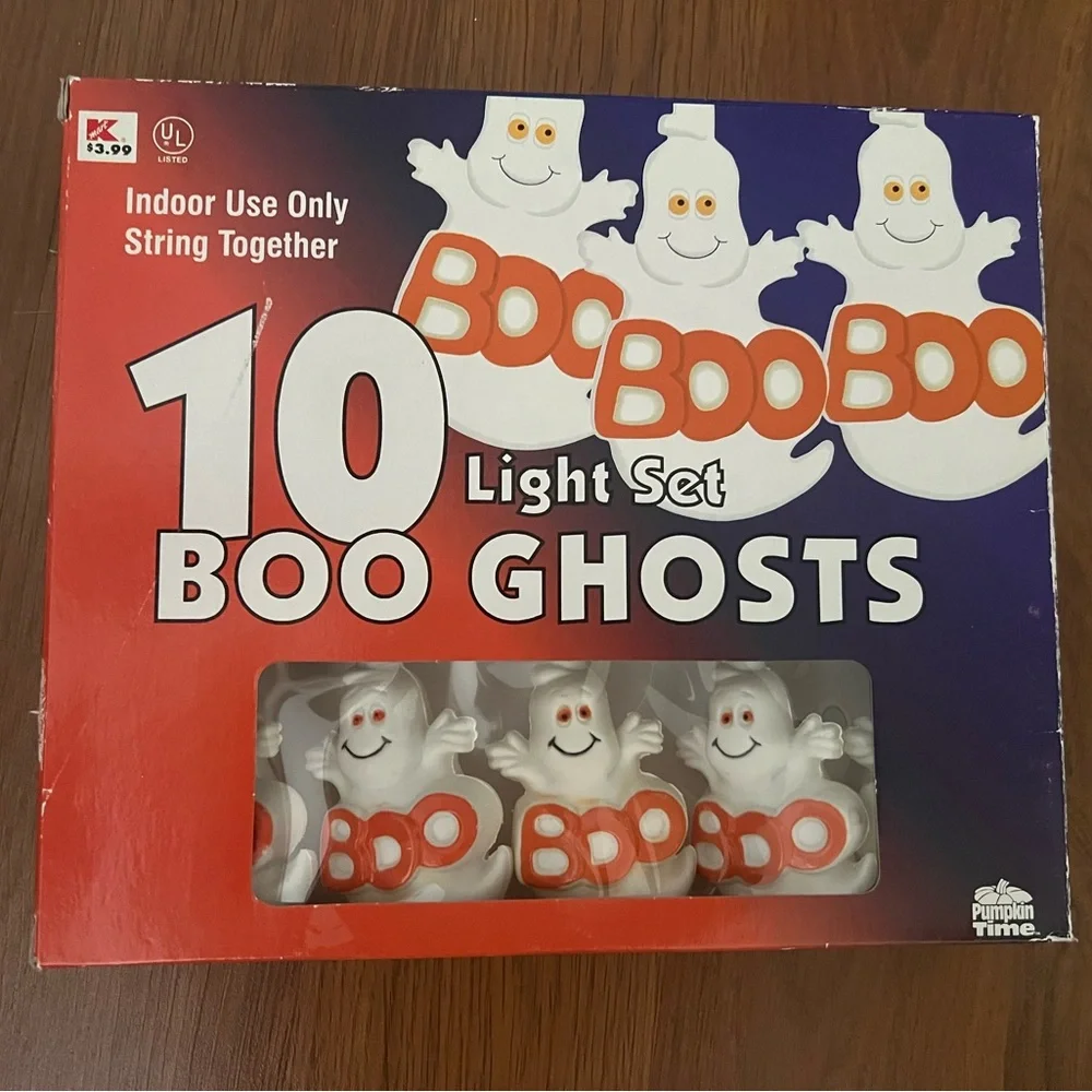 VTG NIB Boo Ghosts Light Set - White and Orange